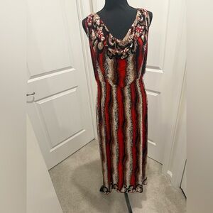 Red and Black Patterned Women's Dress